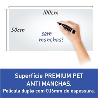 Adesivo Quadro Branco Lousa Laminado 100x50cm - PET Premium Sem Manchas - imagem 3