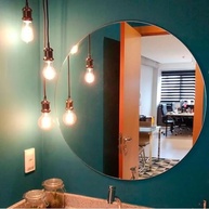 Espelho Redondo Decorativo 40cm com Fita Dupla Face - Vidro Lapidado Autoadesivo para Sala, Quarto e Banheiro - imagem 2