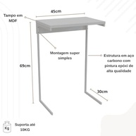 Mesa de Apoio Lateral para Sofá - Design Moderno em Aço e Madeira | Ideal para Leitura, Notebook e Decoração - imagem 3