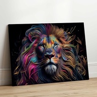 Quadro Decorativo Leão Colorido 130x90cm - Impressão em Tecido para Quarto, Sala e Escritório - imagem 2
