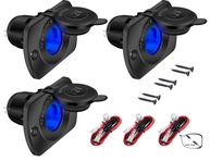 Tomada de Isqueiro 12V Fêmea DaierTek com LED Azul - Kit 3 Peças à Prova d'Água para Barcos, RV, ATV e Mais - imagem 1