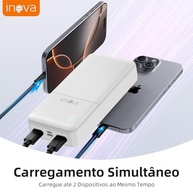Power Bank 20000mAh: Carregador Portátil Rápido USB-C 20W, LED, Branco - imagem 5