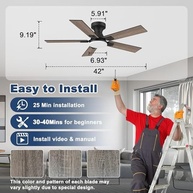 Ventilador de Teto Inteligente com Luz LED Regulável, Controle Remoto e App - 106,7cm - imagem 3