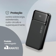 Power Bank 20000mAh 22.5W Tipo C Display LED Preto - Carregador Portátil Essencial - imagem 5