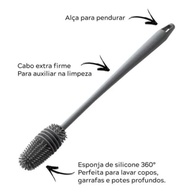 Escova de Silicone Premium para Limpeza Profunda de Garrafas, Mamadeiras e Copos - imagem 4