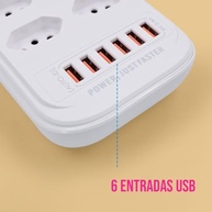 Filtro de Linha Premium: 6 Tomadas 10A + 6 USB 3.4A, Cabo 3m, Branco - Organize e Carregue Tudo! - imagem 3