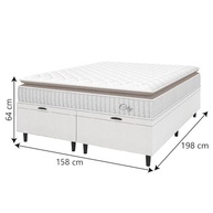 Cama Box Colchão Baú Casal Queen com Pillow Top e Molas Ensacadas - Conforto e Estilo em Linho Bege - imagem 4