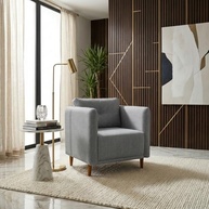 Poltrona Decorativa Aviv Cinza em Linho Premium - Conforto e Estilo para Ambientes Modernos - imagem 2