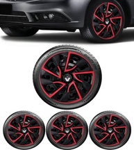 Jogo 4 Calotas Esportivas DS4 Aro 15 Preto/Vermelho - Sandero, Logan, Clio e Mais! - imagem 2