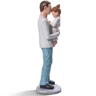 Estátua Pai e Filha Embrace Love - Presente Afetivo Pintado à Mão - imagem 2
