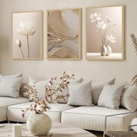 Quadro Decorativo Flores Abstrato Luxo - Kit com 3 Peças em Madeira 40x60cm | Decoração Elegante para Sala e Quarto - imagem 5