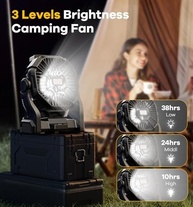 Ventilador de Acampamento 2 em 1 com Luz LED e Bateria 10400mAh - Ideal para Viagens, Piqueniques e Caminhadas - imagem 5