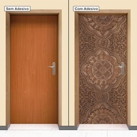 Adesivo Decorativo de Porta Madeira Estilo Mandala Entalhada - Design Artesanal Elegante - imagem 4