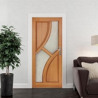 Adesivo Decorativo para Porta de Madeira - Design Marrom Claro e Amarelo Moderno - imagem 3