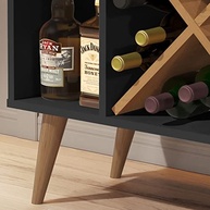 Aparador Porto Belo Buffet com Adega para Bebidas - Design Moderno em Preto e Madeira Natural - imagem 5