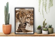 Quadro Decorativo Livros Leitura 45x33cm - Moldura em Madeira com Design Exclusivo - imagem 3
