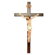 Crucifixo de Parede com Cristo Chagado em Resina Madeira 33 cm - Decoração Sagrada com Detalhes Realistas - imagem 2