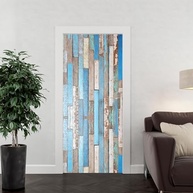 Adesivo Decorativo Porta Ripas de Madeira Tons de Azul - Transforme sua Decoração com Estilo - imagem 3