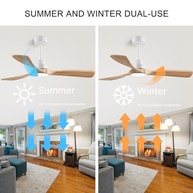 Ventilador de Teto 132cm com Luz e Controle Remoto - 3 Lâminas de Madeira Maciça - imagem 5