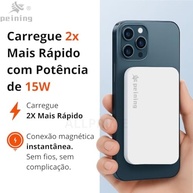 Carregador Portátil Indução Universal Turbo 5000mAh 15W Magnético Sem Fio - MagSafe® - imagem 4