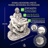 Réplica de Nossa Senhora da Piedade em Mármore - Escultura Renascentista 26cm - imagem 3