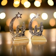 Mini Presépio Natalino em Metal com Base de Mármore - Lembrancinha Decorativa de Luxo - imagem 3