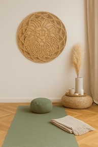 Mandala Decorativa MDF 40cm com Efeito Degradê 3D - Design Geométrico Artesanal para Parede (Leão) - imagem 3