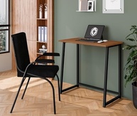 Escrivaninha Dobrável Fit Preto/Canela - Mesa Compacta para Home Office e Estudos - imagem 3