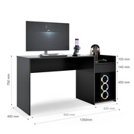 Mesa para Computador Gamer com Gaveta e Nicho para CPU - Eros Preto - imagem 4