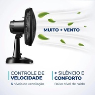 Ventilador de Mesa 30 cm Silencioso com 6 Pás e 3 Velocidades - Potente e Moderno - imagem 3