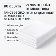 Kit 3 Panos de Chão Microfibra Branco 80x50cm - Alta Absorção, Secagem Rápida, Ideal para Limpeza de Pisos e Cozinha - imagem 5