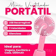 Mini Ventilador Portátil Recarregável 3 Velocidades - USB, Super Potente, Ideal para Maquiagem e Estética - imagem 3