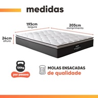 Cama Box Baú King com Colchão Molas Ensacadas e Pillow Top - Conforto Premium 193x203cm - imagem 5