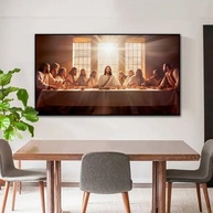 Quadro Decorativo Santa Ceia com Moldura Caixa 3cm - Estilo Contemporâneo para Sala, Quarto e Hall - imagem 2