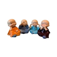 Mini Budas da Sabedoria - 4 Unidades Decorativas com Tema Monge - 5cm - imagem 1