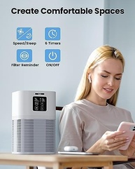 Purificador de Ar VEWIOR com Filtro H13, Monitoramento de Qualidade do Ar, Temporizador e Aromaterapia - imagem 1
