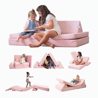 Freso Baby Soft Play Sofá de Brincar Infantil Montessori Rosa - 4 Peças Modulares Macias e Estimulantes - imagem 2
