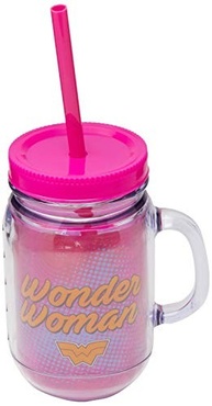 Caneca com Canudo Mulher Maravilha 420ml - Estilo e Segurança em Plástico Resistente - imagem 3