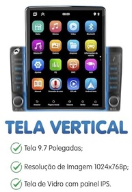 Multimídia Vertical Tesla 9.7" HT-9700CA: Tela Imersiva, CarPlay/Android Auto Sem Fio e Câmera de Ré - imagem 4