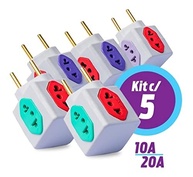 Kit 5 Adaptadores Benjamim Power Cubo 4 Entradas Bivolt - Multiplicador de Tomadas 10A/20A - imagem 5