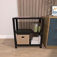 Estante de Aço Reforçado 60cm com 3 Bandejas - Armário Multiuso Preto Moderno - imagem 5
