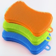Esponjas de Silicone para Cozinha - 3 Unidades Azul, Verde e Laranja | Grau Alimentício e Multiuso - imagem 2