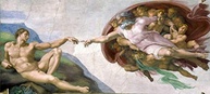 A Criação de Adão de Michelangelo - Tela Canvas 50x110cm - Arte de Museu para Sua Decoração - imagem 2