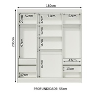Guarda-Roupa Casal Napoli 3 Portas de Correr com Espelho - Design Moderno e Espaçoso - imagem 5