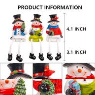 Conjunto de 3 Estatuetas de Natal Dazzle Bright - Bonecos de Neve e Papai Noel com Pernas Penduradas para Decoração de Mesa e Lareira - imagem 3