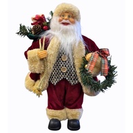 Papai Noel 30cm Colete Tweed Enfeite Natalino Premium com Guirlanda - imagem 1
