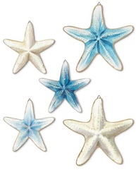 Conjunto de Decoração Náutica Estrela do Mar Azul e Branco – 5 Peças para Ambientes Costeiros - imagem 2