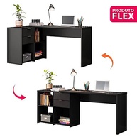 Mesa de Canto Escrivaninha em L Notável NT2060 com 2 Gavetas e 3 Portas – Design Moderno para Escritório Branco - imagem 4