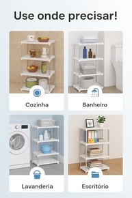 Prateleira Organizador 4 Andares Branco – Estante Multiuso Fácil de Montar e Limpar para Cozinha, Banheiro e Lavanderia - imagem 5