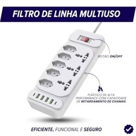 Régua de Energia 5 Tomadas + 3 Universais + 6 USB (2C) 2m 2500W Branca - Organize e Potencialize seu Espaço! - imagem 5